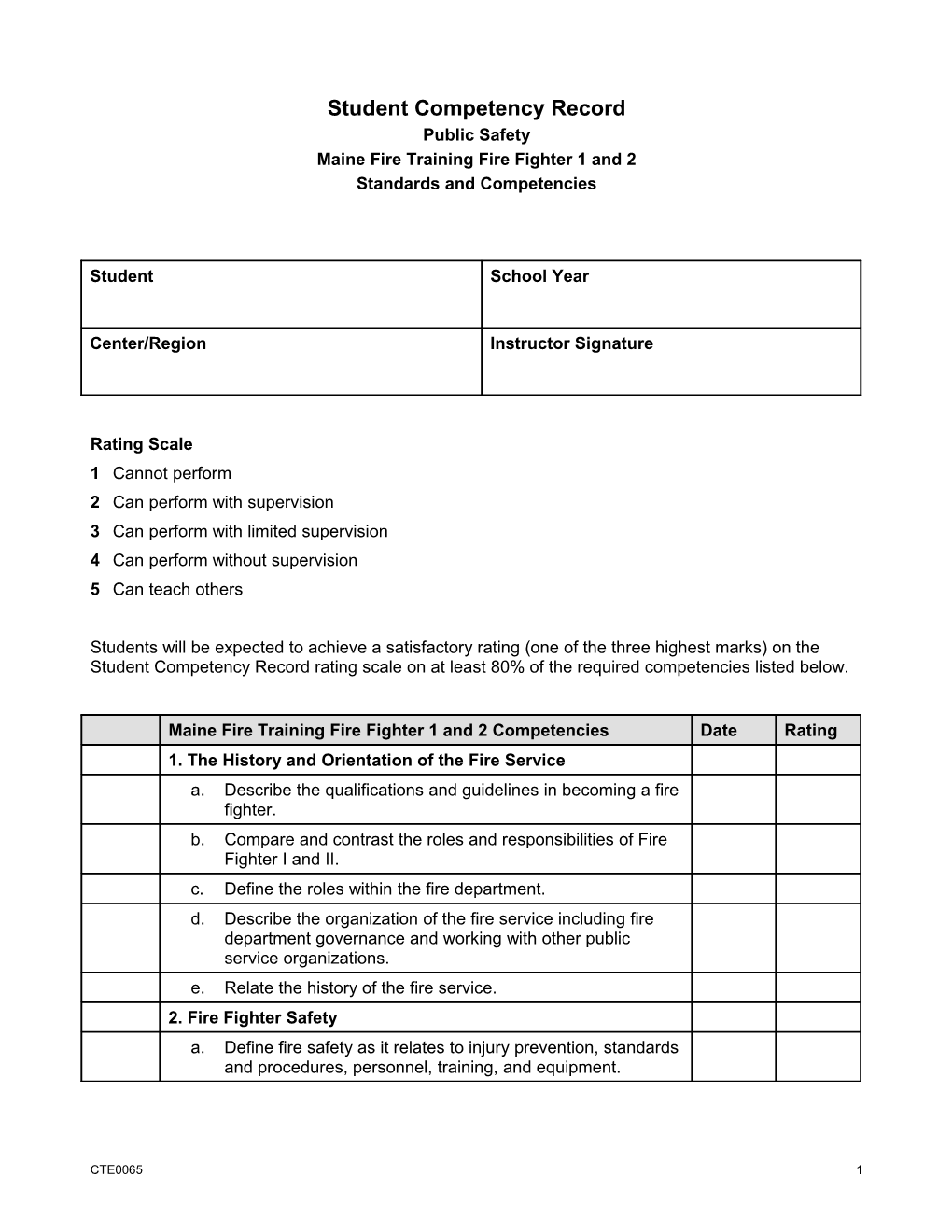 Student Competency Record s1