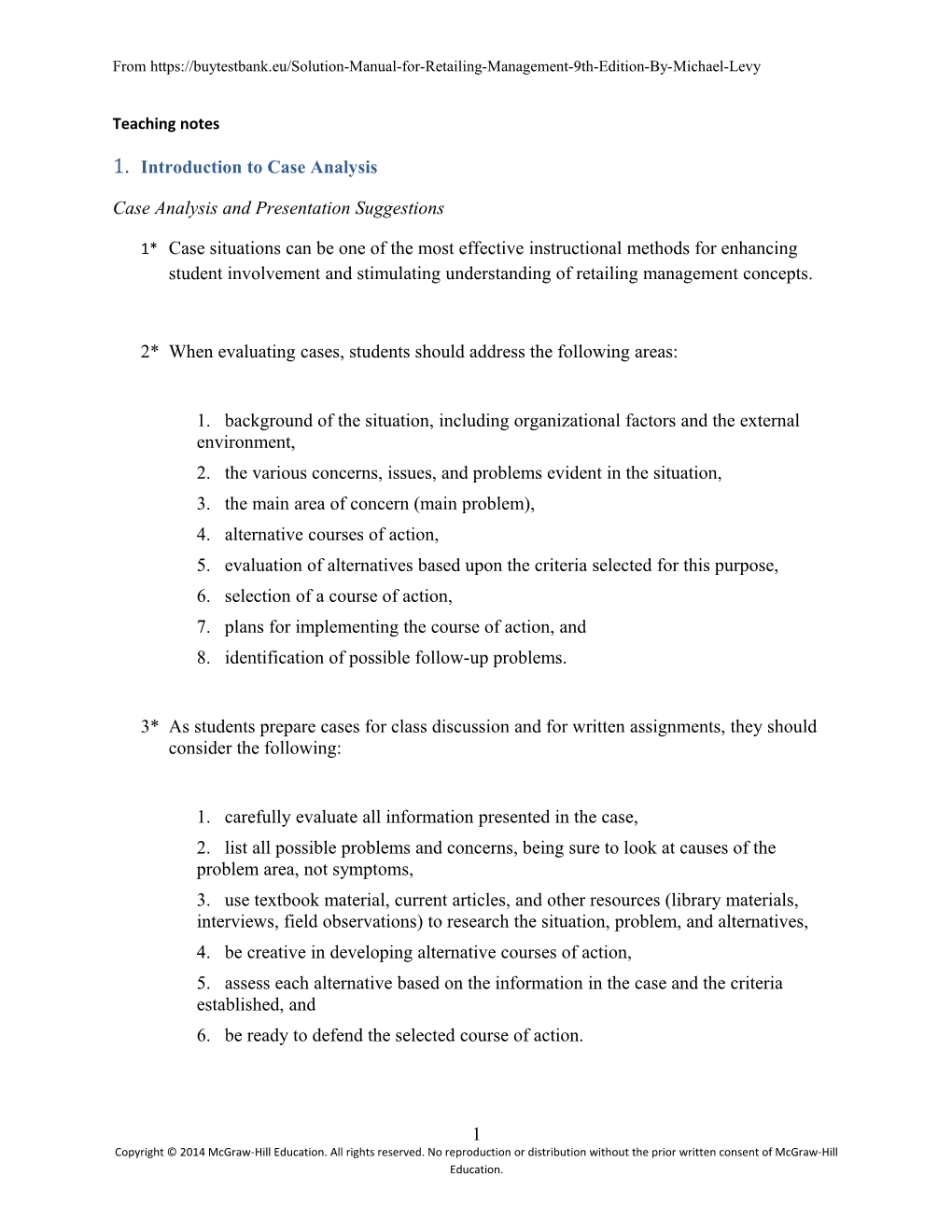 Case Analysis and Presentation Suggestions