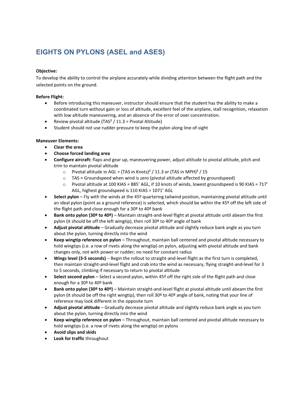 EIGHTS on PYLONS (ASEL and ASES)