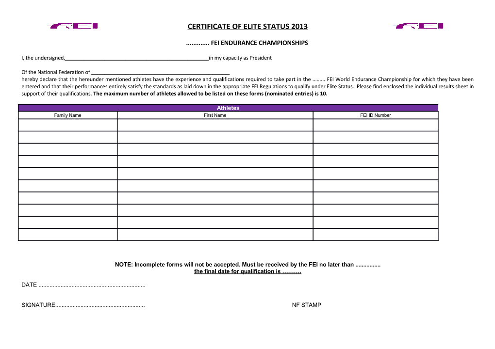 Fei Endurance Championships