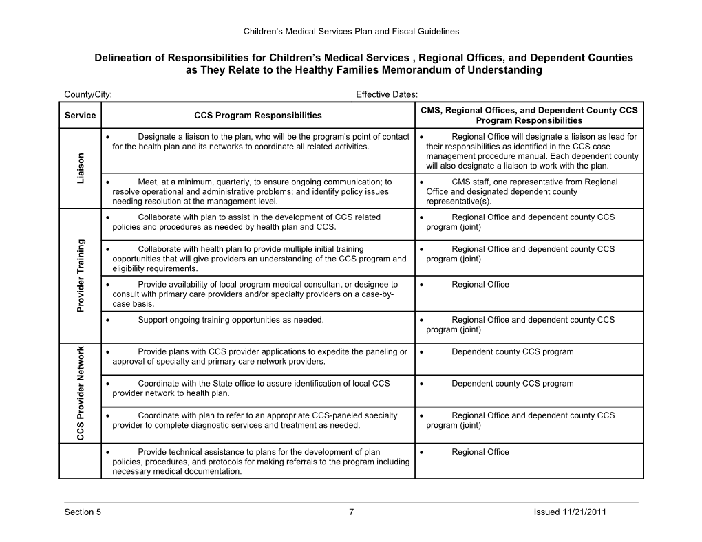 Children S Medical Services Plan and Fiscal Guidelines