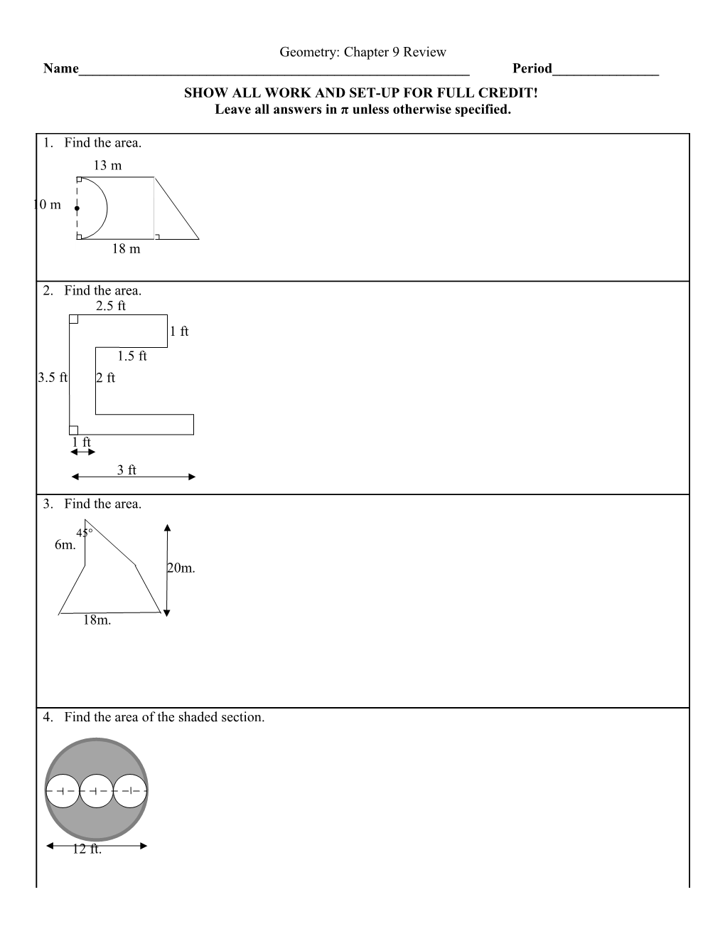 Calculate the Perimeter and Area of Each of the Following