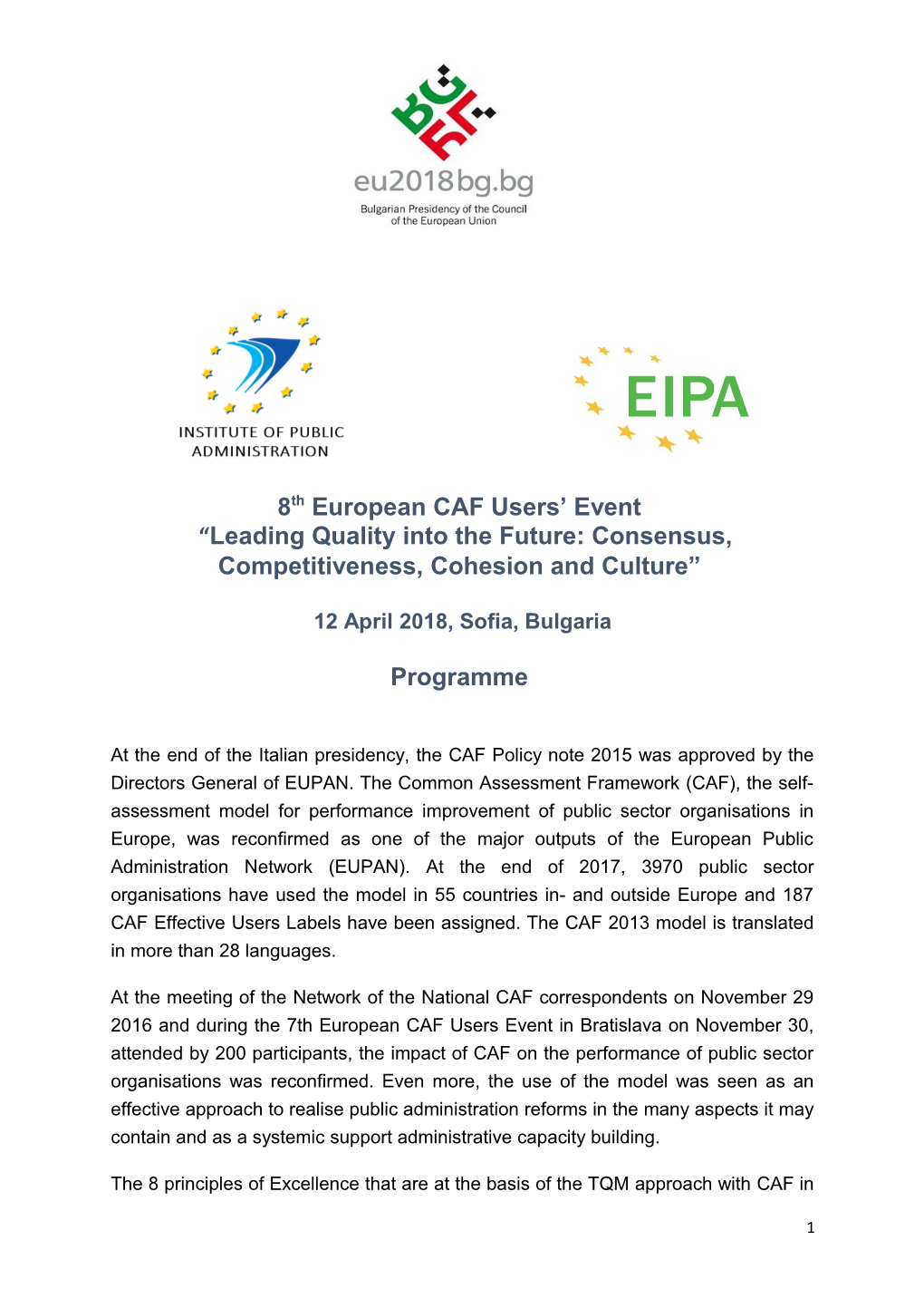 8Th European CAF Users Event