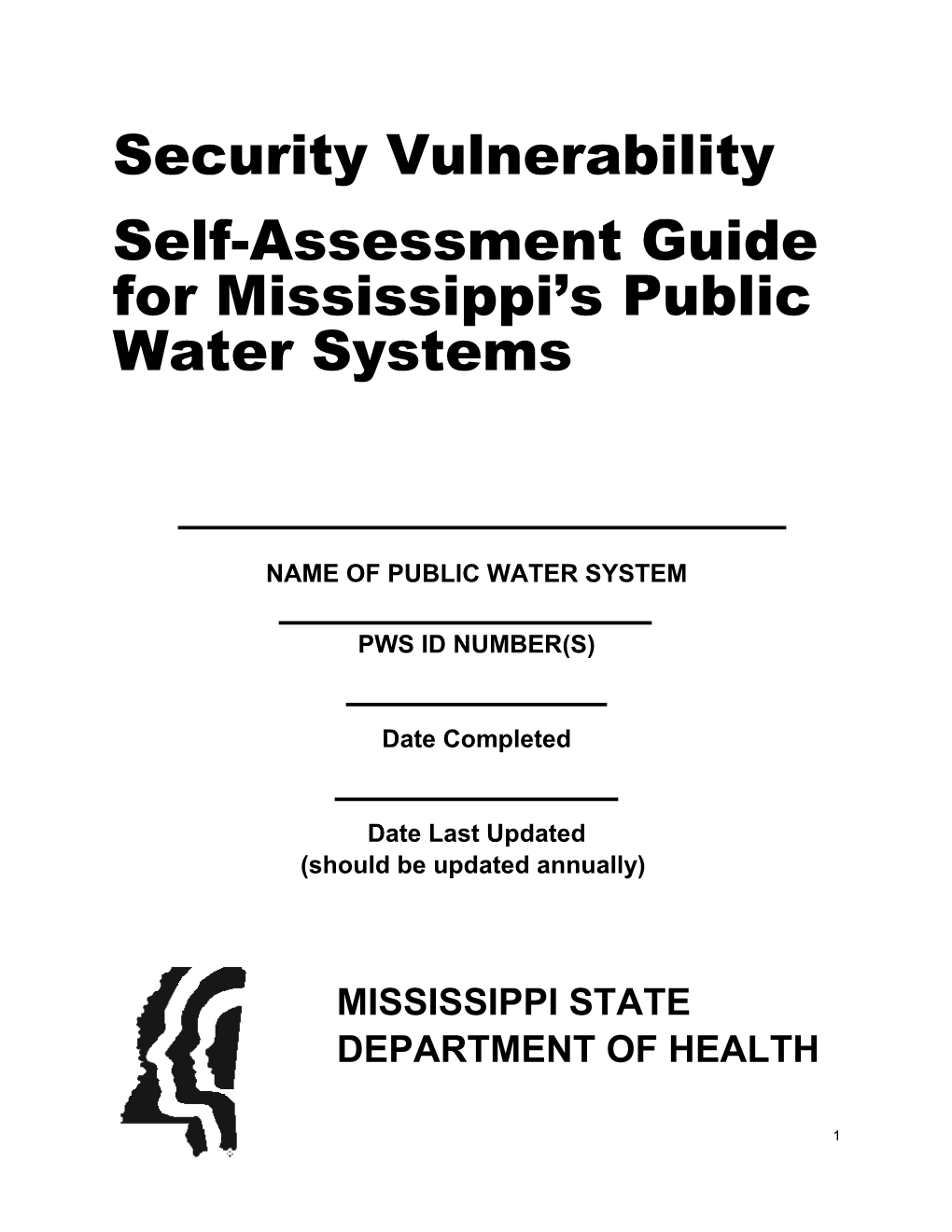 Self-Assessment Guide for Mississippi S Public Water Systems