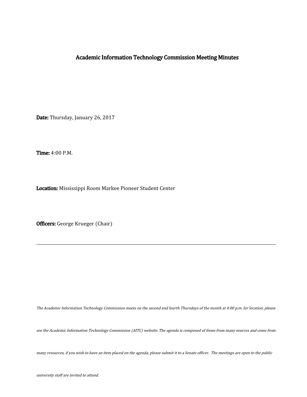 Academic Information Technology Commission Meeting Minutes