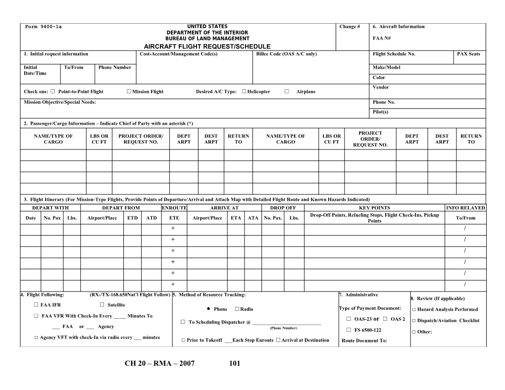 Hazard Analysis and Dispatch/Aviation Manager Checklist