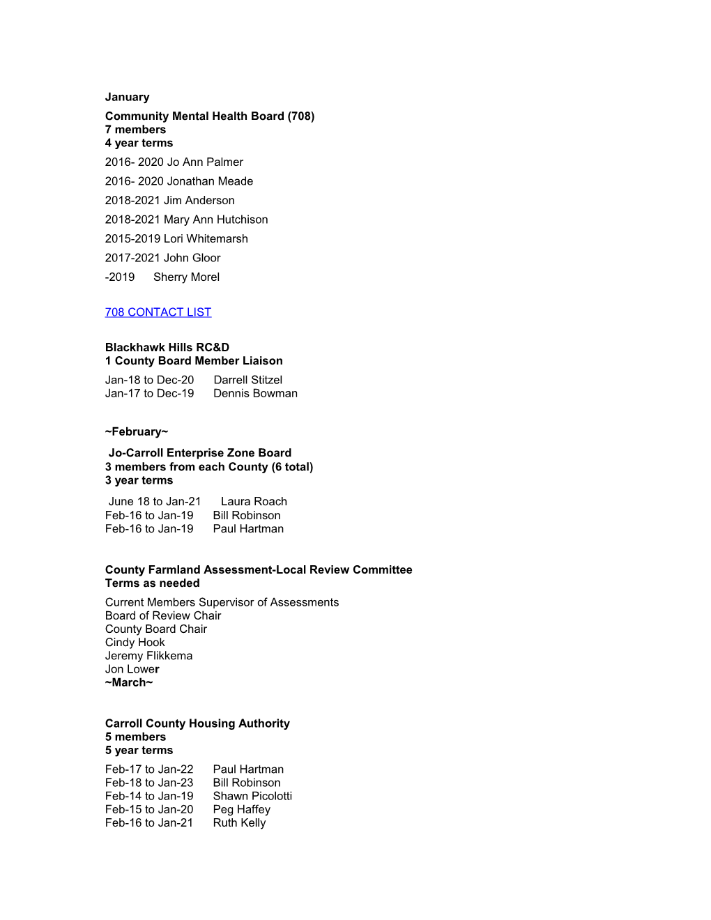 Community Mental Health Board (708) 7 Members 4 Year Terms