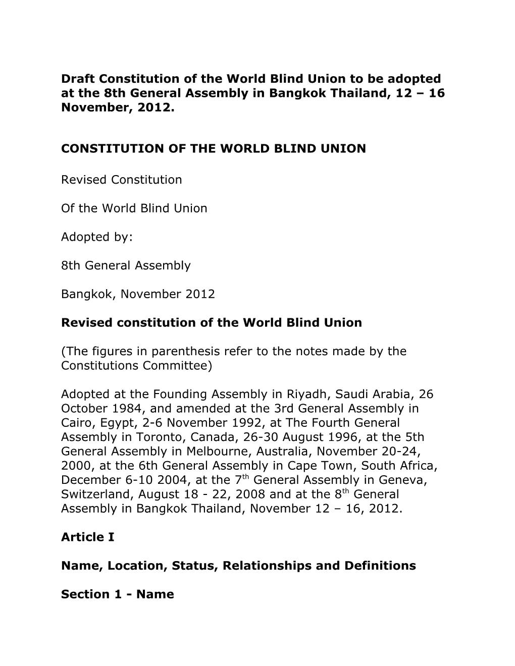 Constitution of the World Blind Union