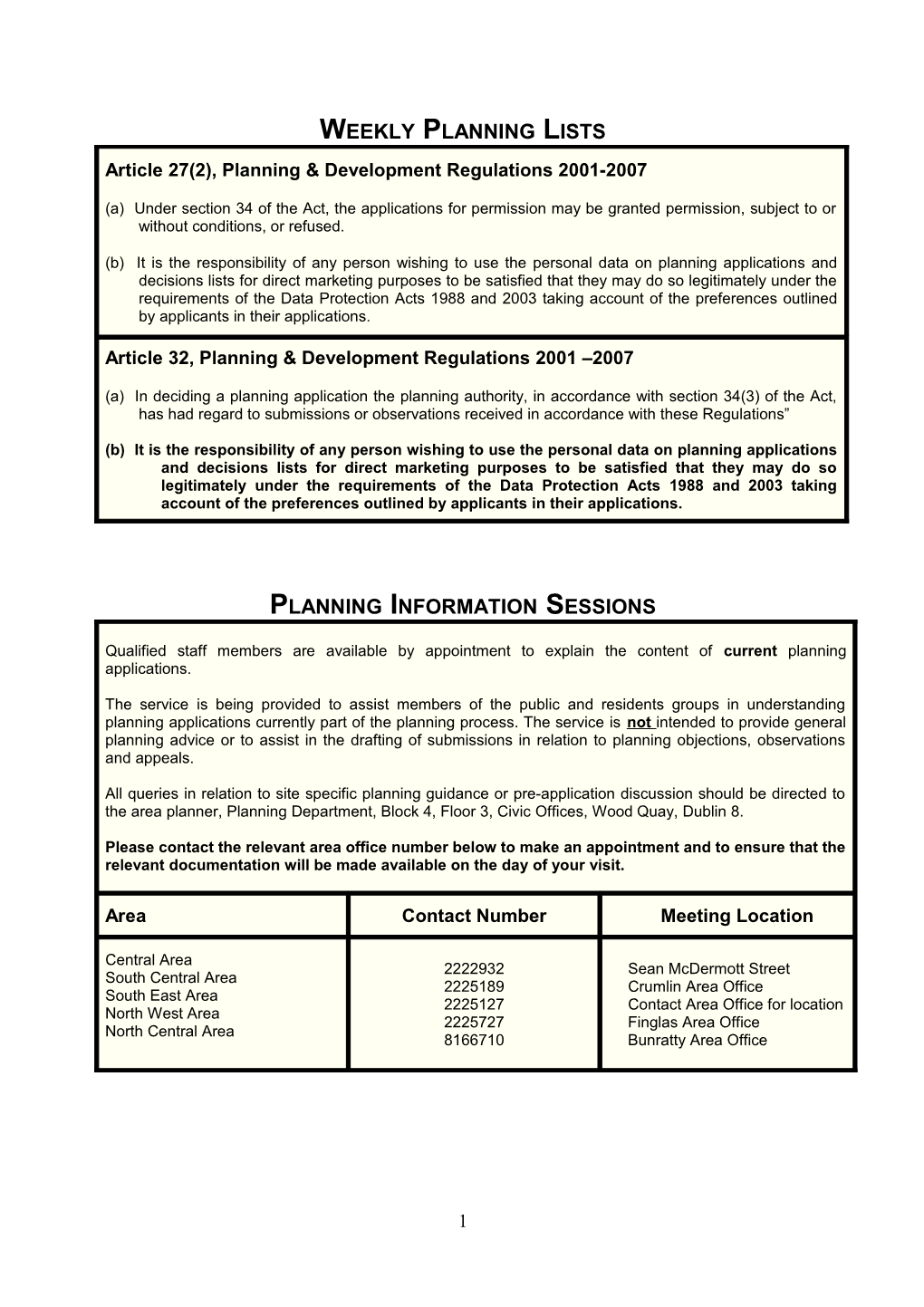 Article 27(2), Planning & Development Regulations 2001-2007 s11