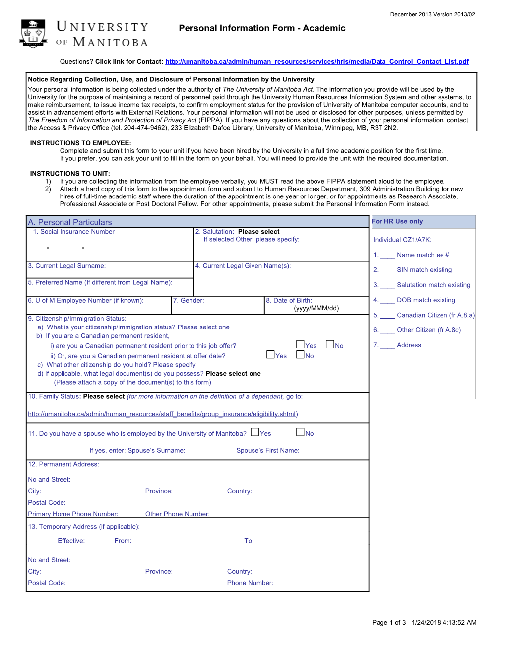 Short-Term/Part-Time Academic/Student Appointment Form