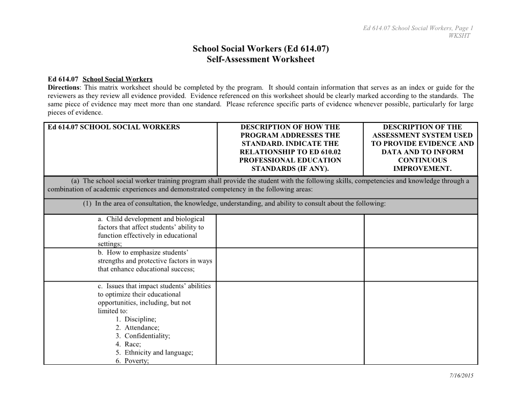 Ed 614.07 School Social Workers, Page 1