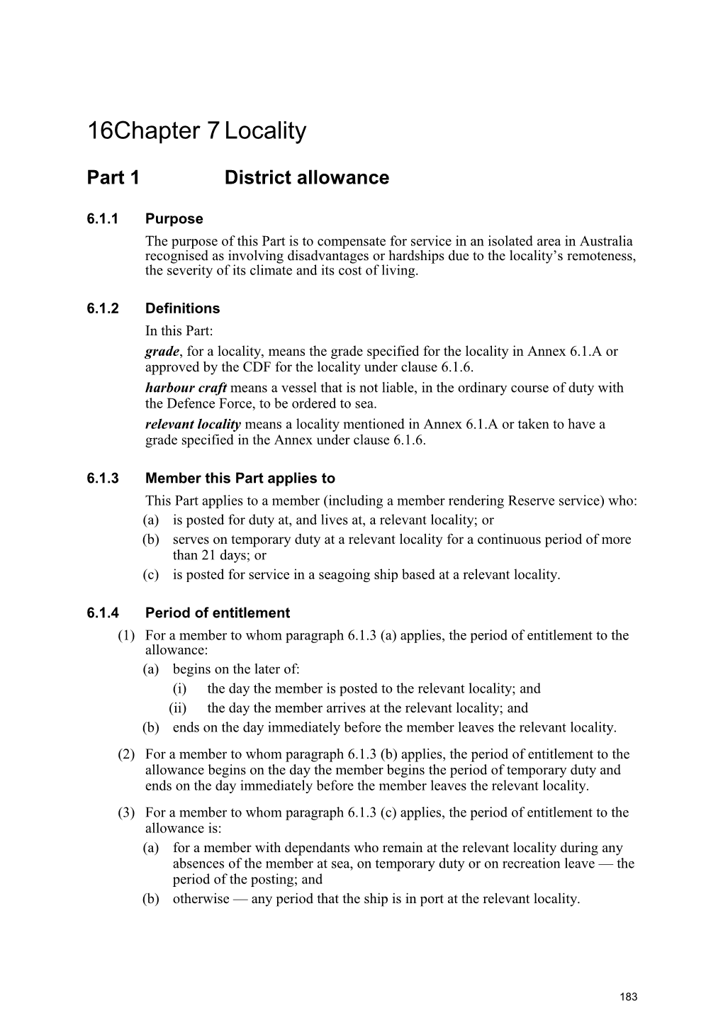 Part 1 District Allowance