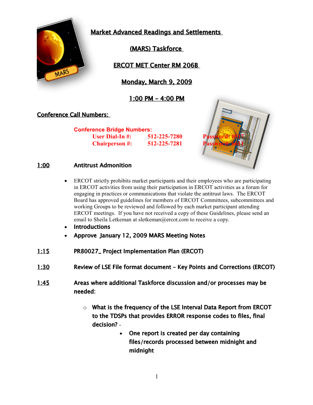 Market Advanced Readings and Settlements