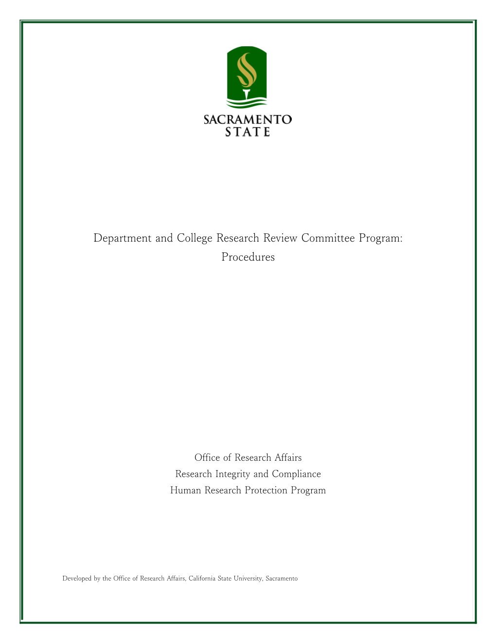 Department and College Research Review Committee Program