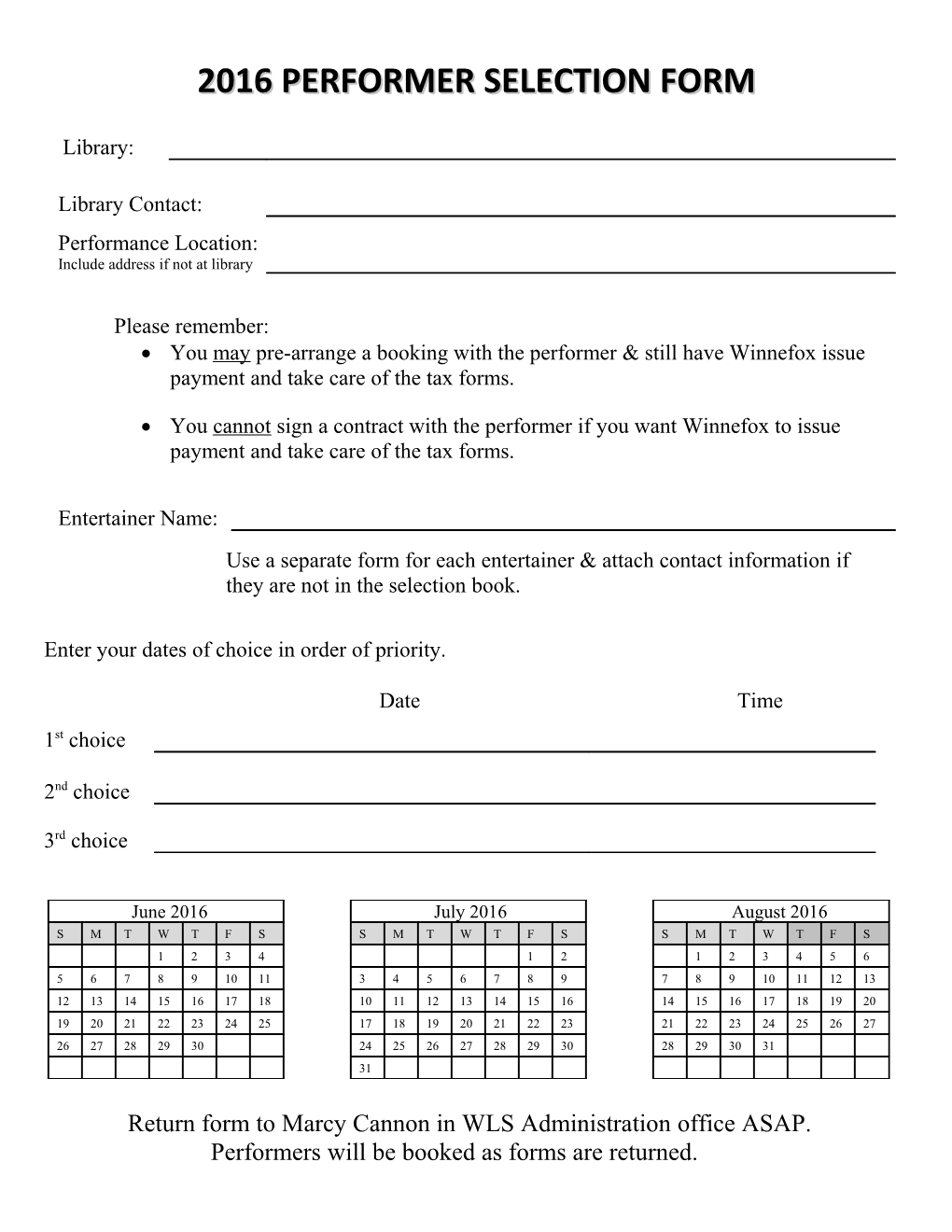 2016Performer Selection Form