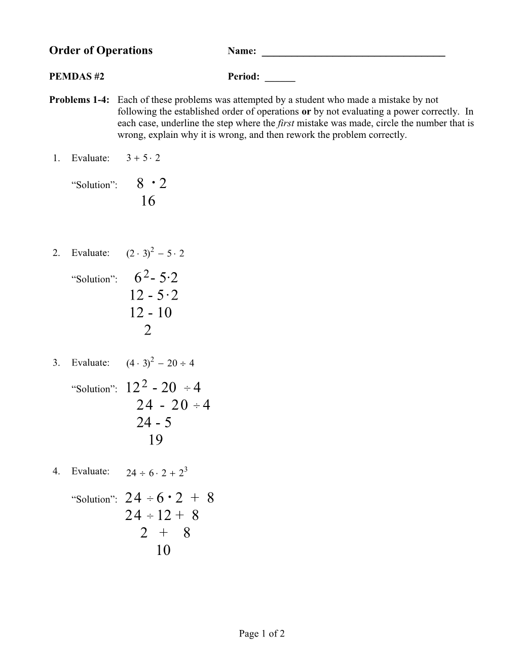 Order of Operations