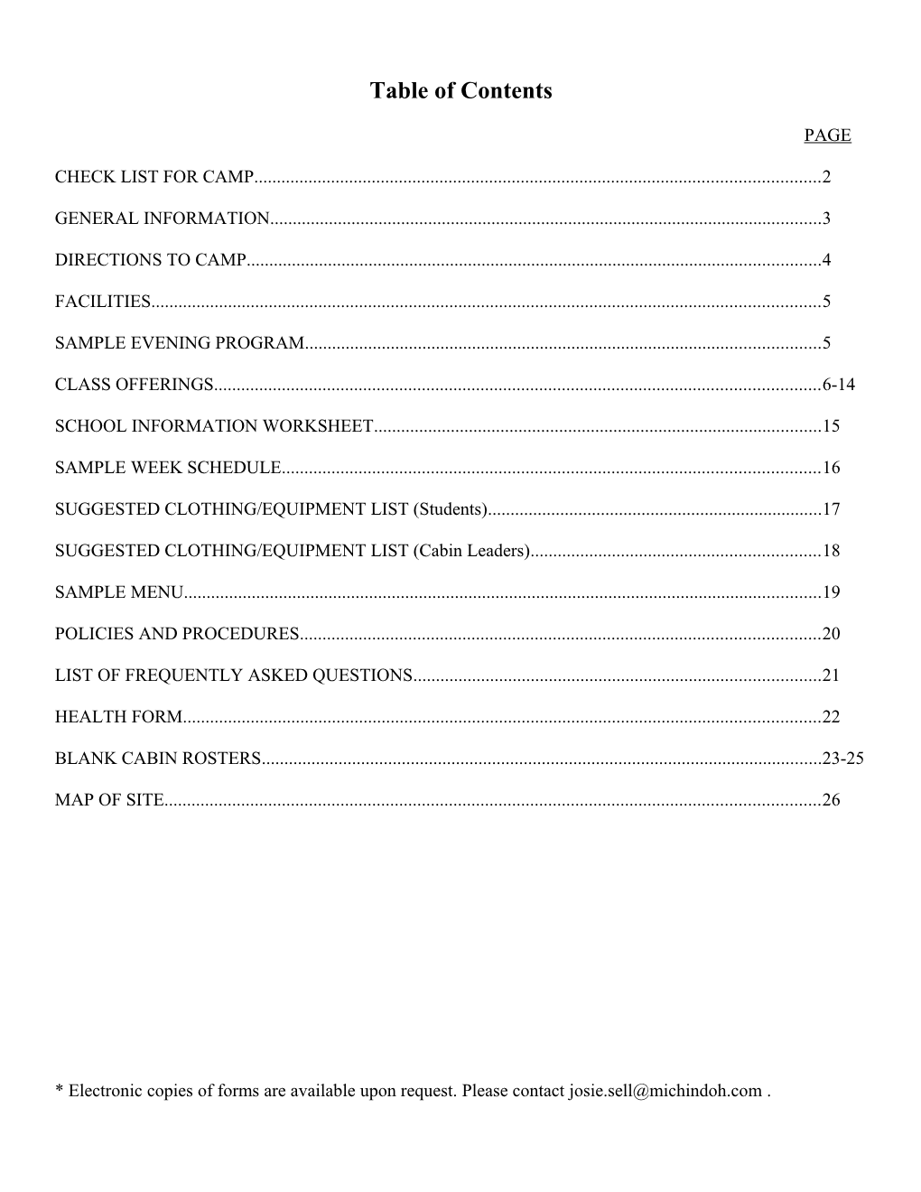 Table of Contents s320