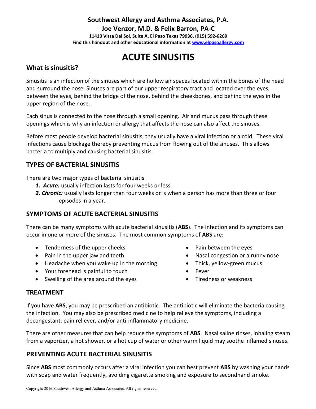 Southwest Allergy and Asthma Associates, P