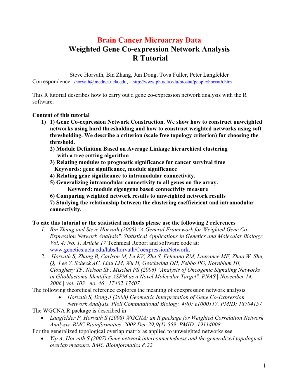 Brain Cancer Microarray Data