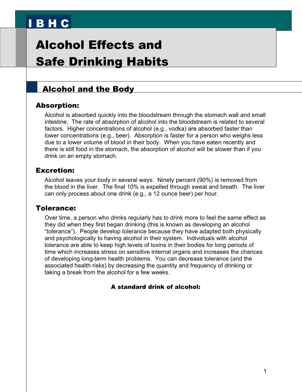 Alcohol Affects and Safe Drinking Habits