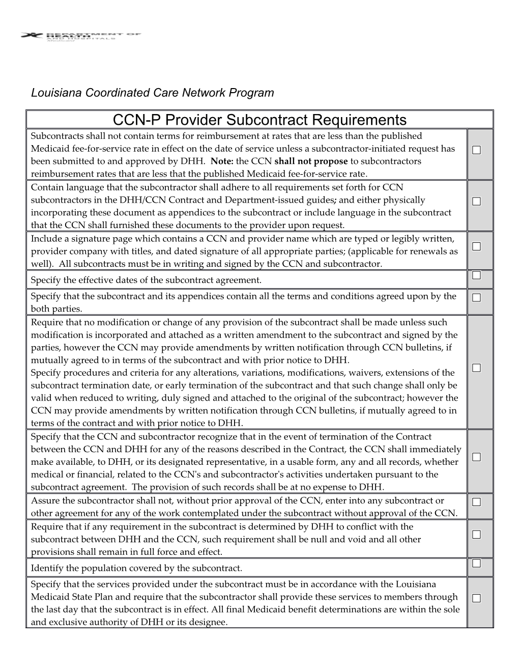 Louisiana Coordinated Care Network Program