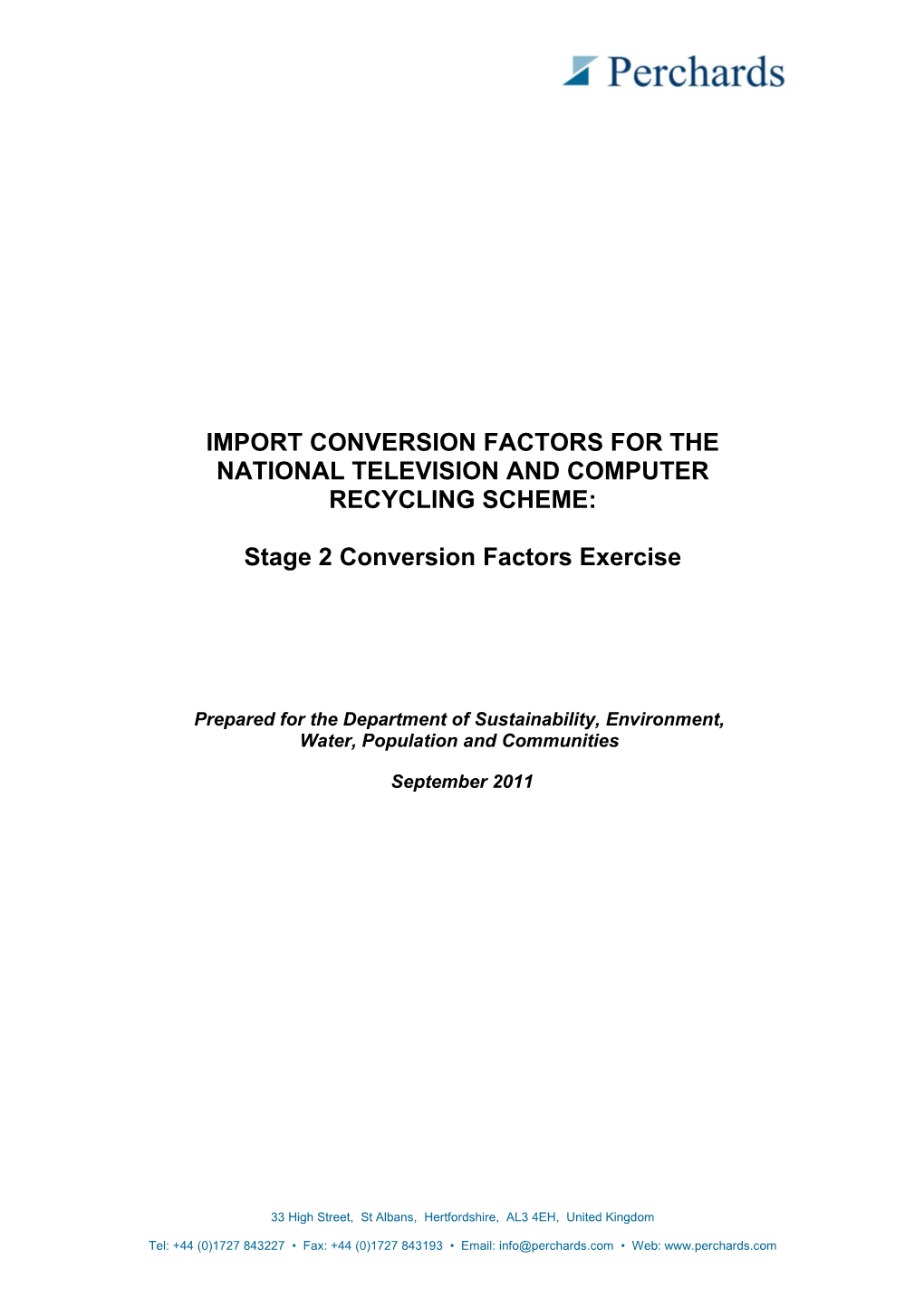 Import Conversion Factors for the National Television and Computer Recycling Scheme