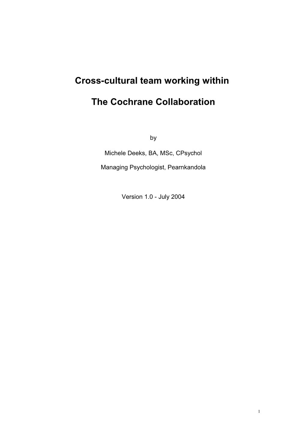 Reasons For Cross-Cultural Team Working