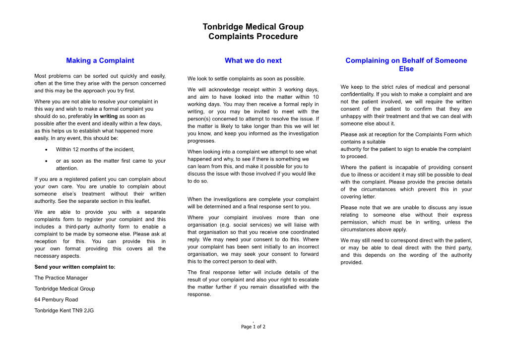 Tonbridge Medical Group