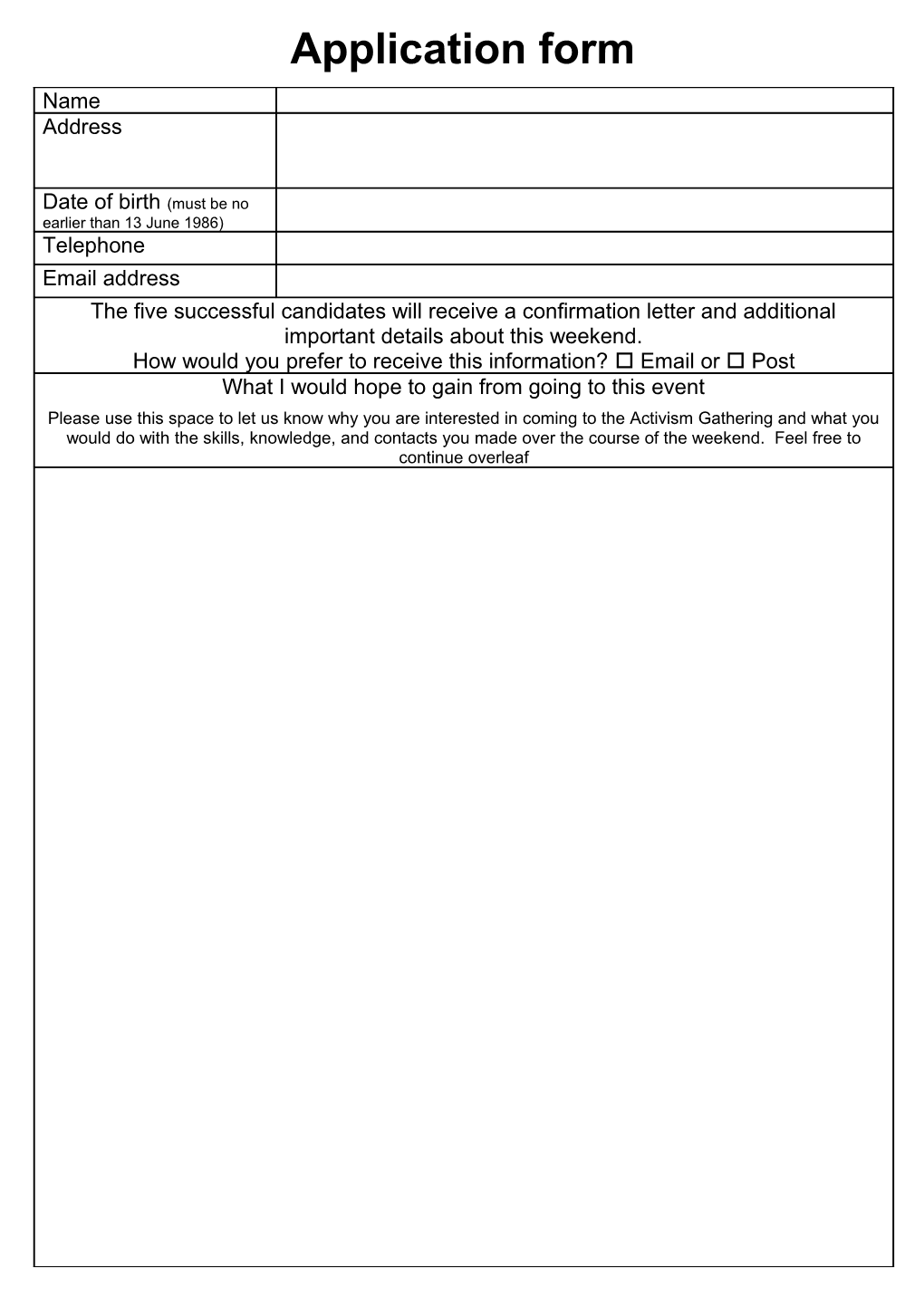 Activism Booking Form Version 3