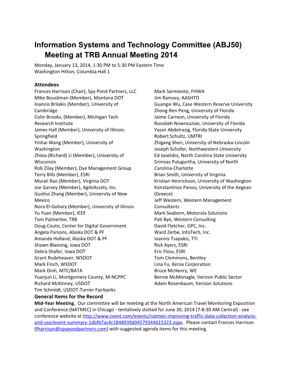 ABJ50 Meeting at TRB Annual Meeting 2012