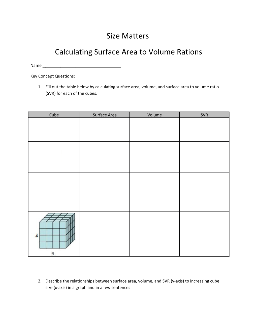 Calculating Surface Area to Volume Rations
