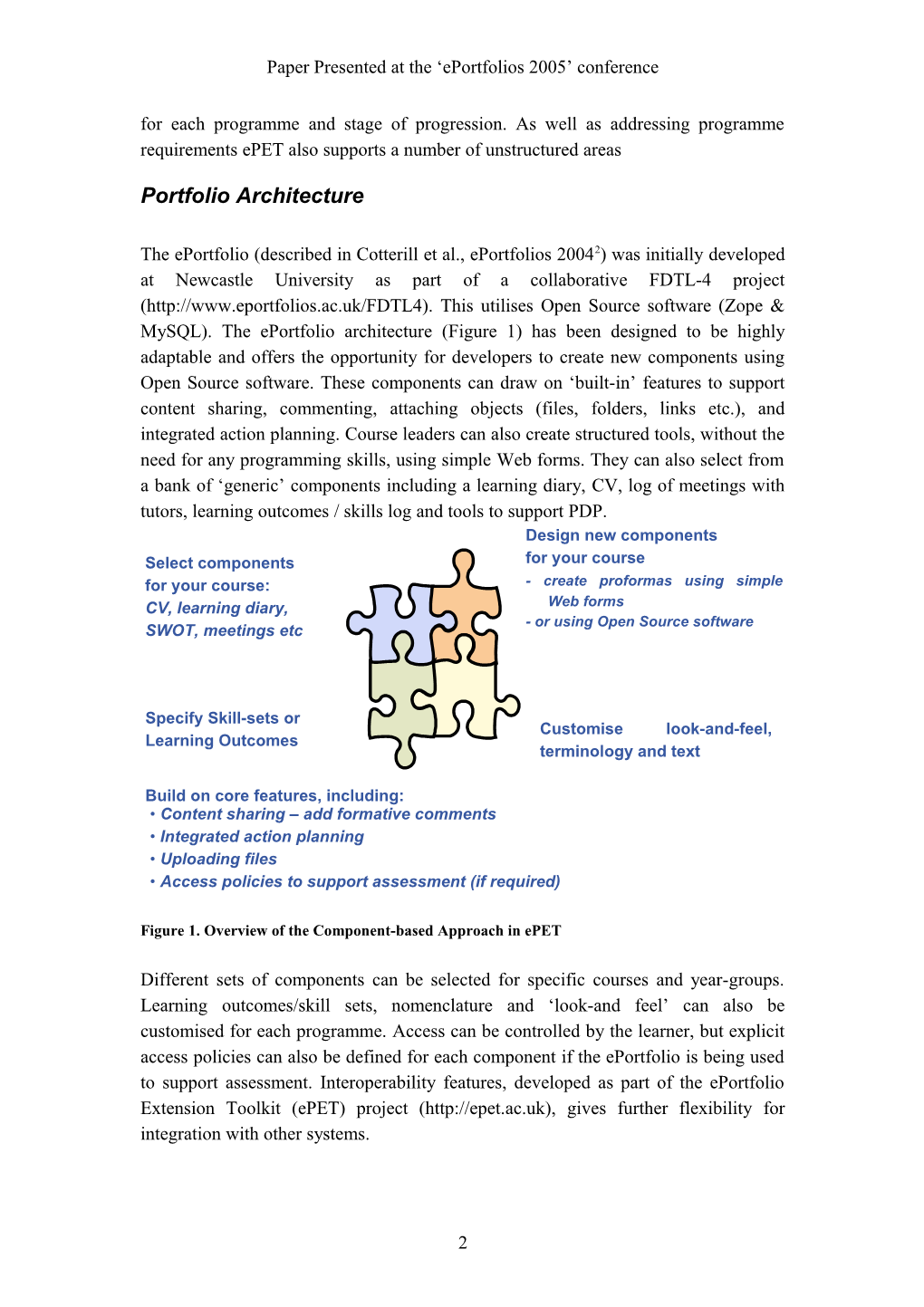 A Component-Based Eportfolio: Adapting Technology to Suit Pedagogy and Not Vice-Versa
