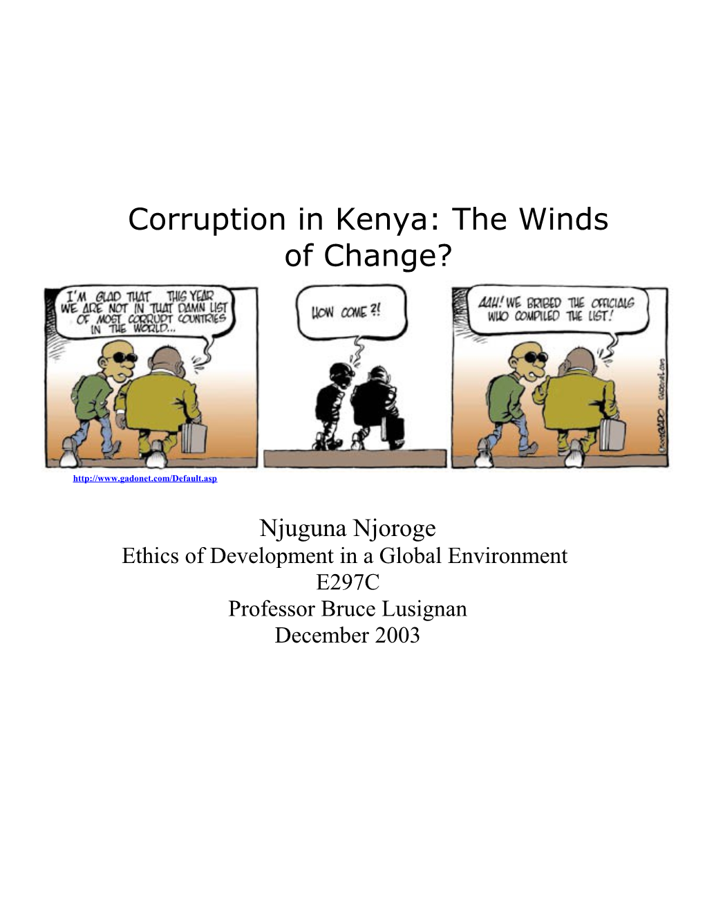 Corruption in Kenya: the Winds of Change?
