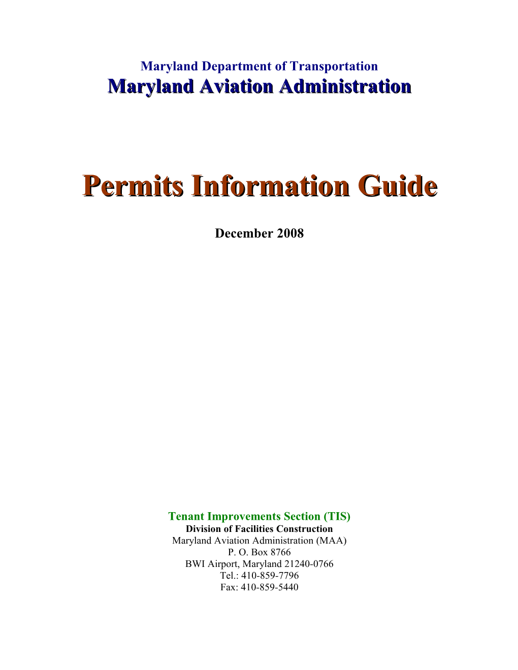 Maryland Aviation Administration Permit Information Guide