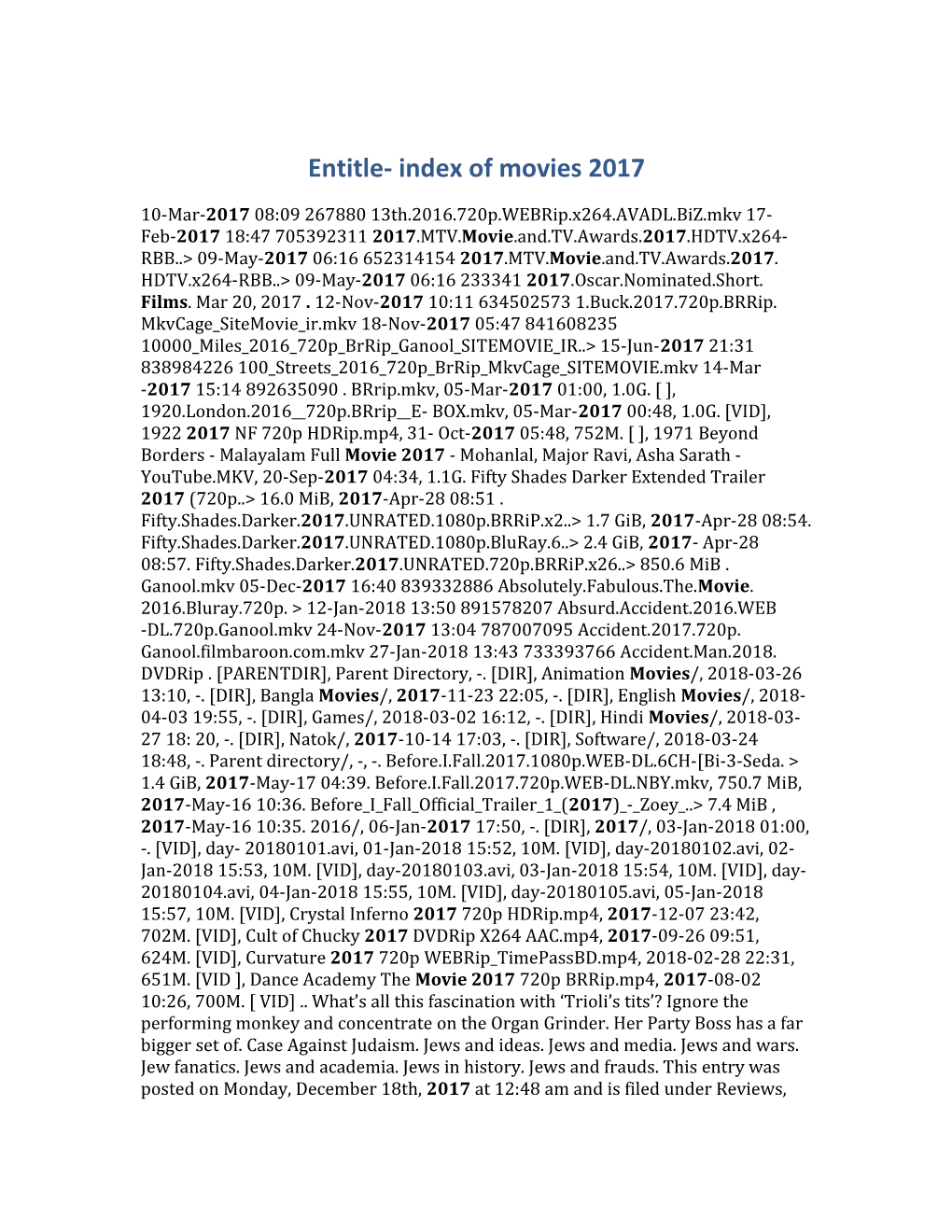 Entitle- Index of Movies 2017
