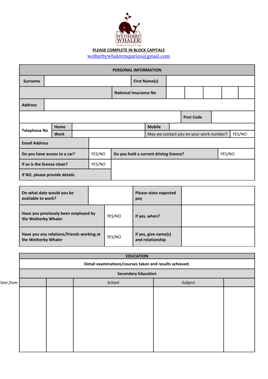 Application for Employment s33