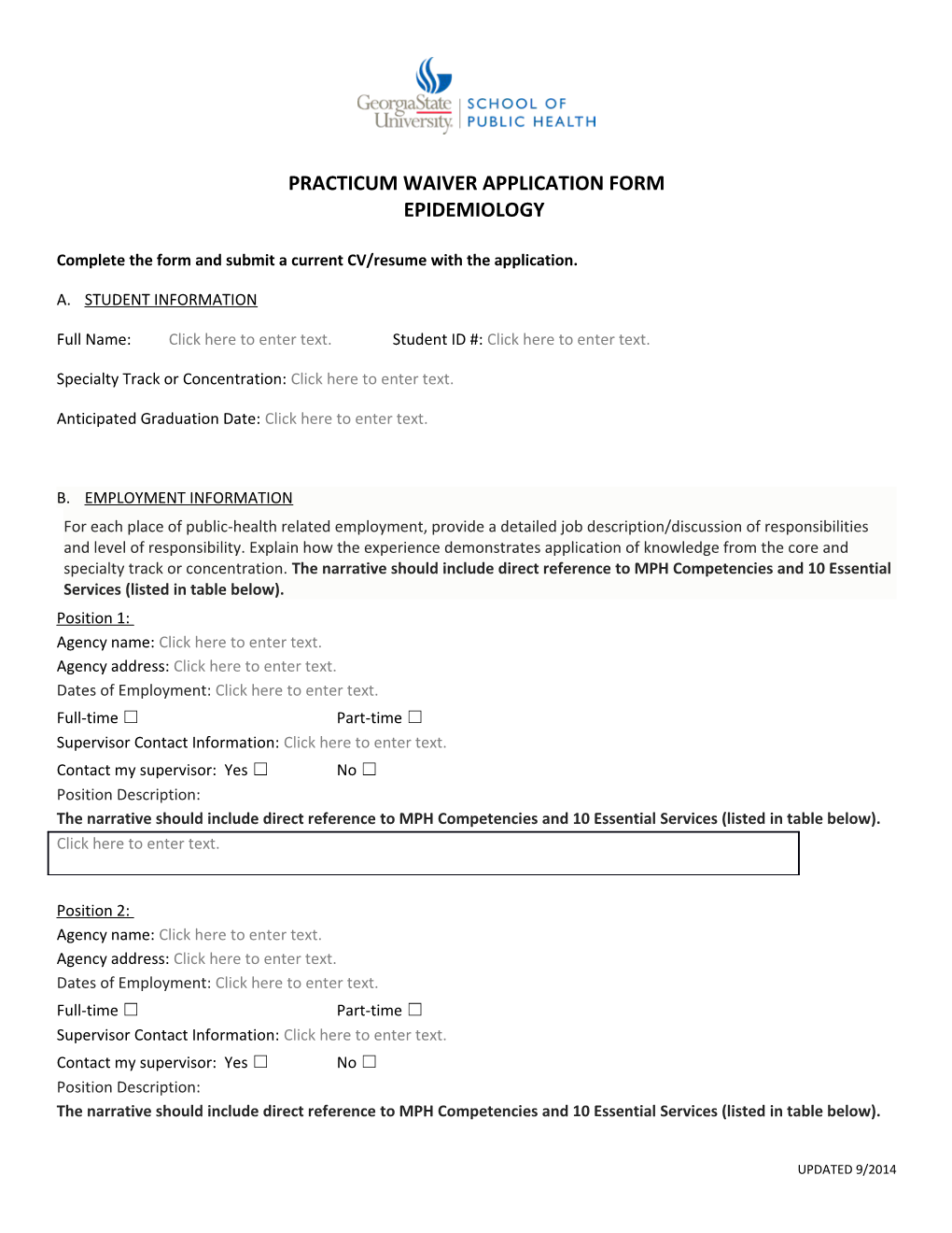 Practicum Waiver Application Form
