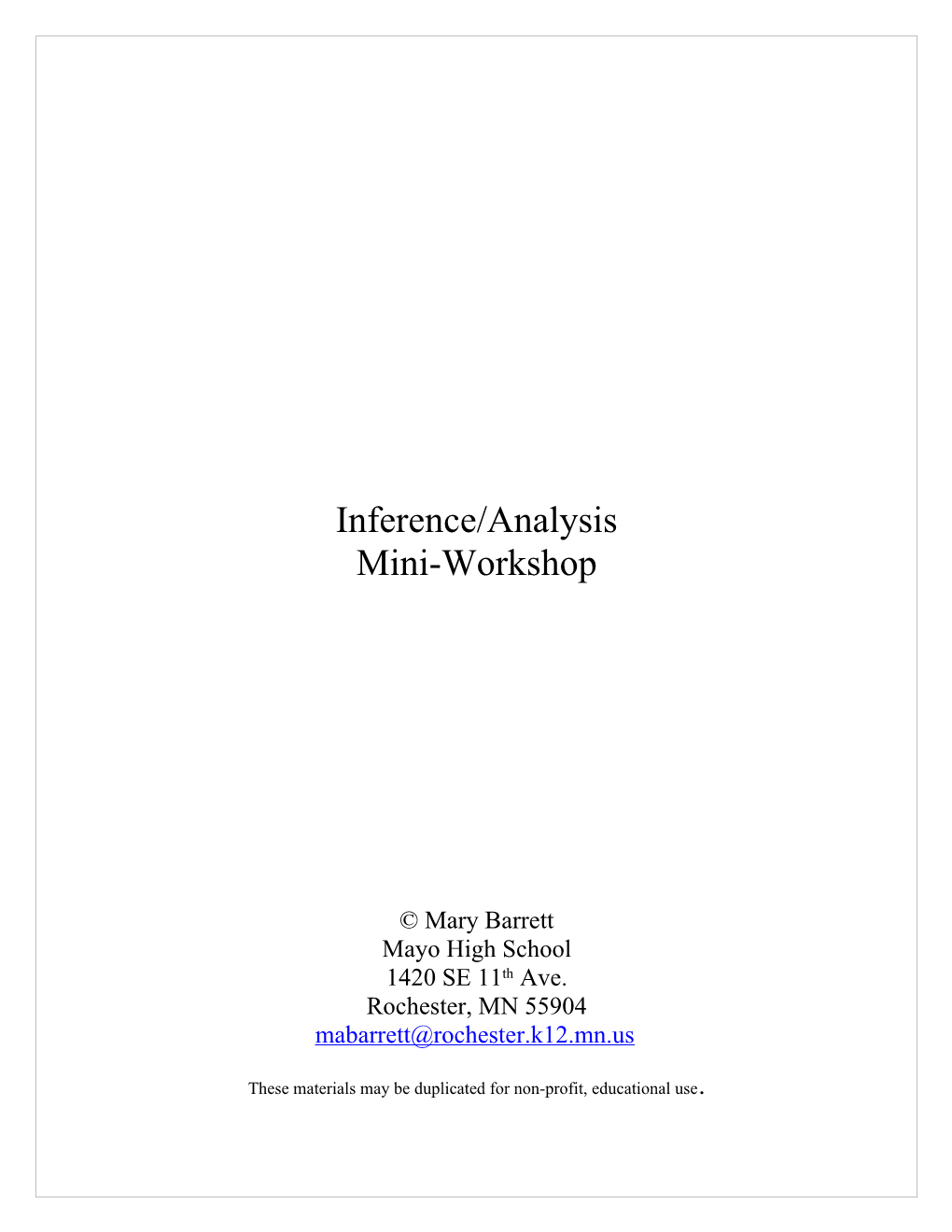 Inference/Analysis