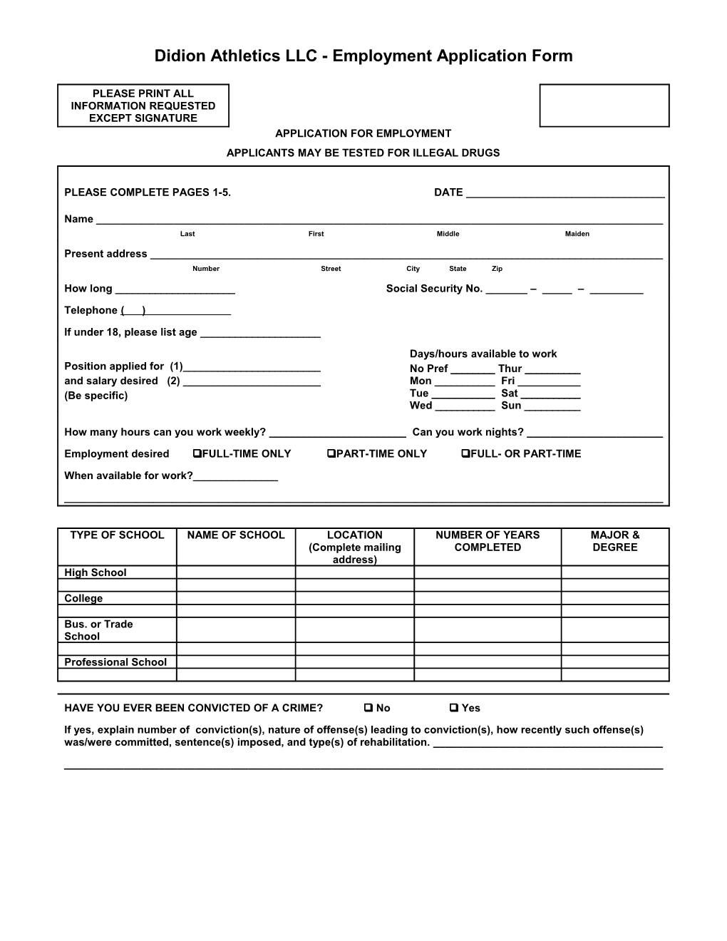 Sample Employment Application Form s4