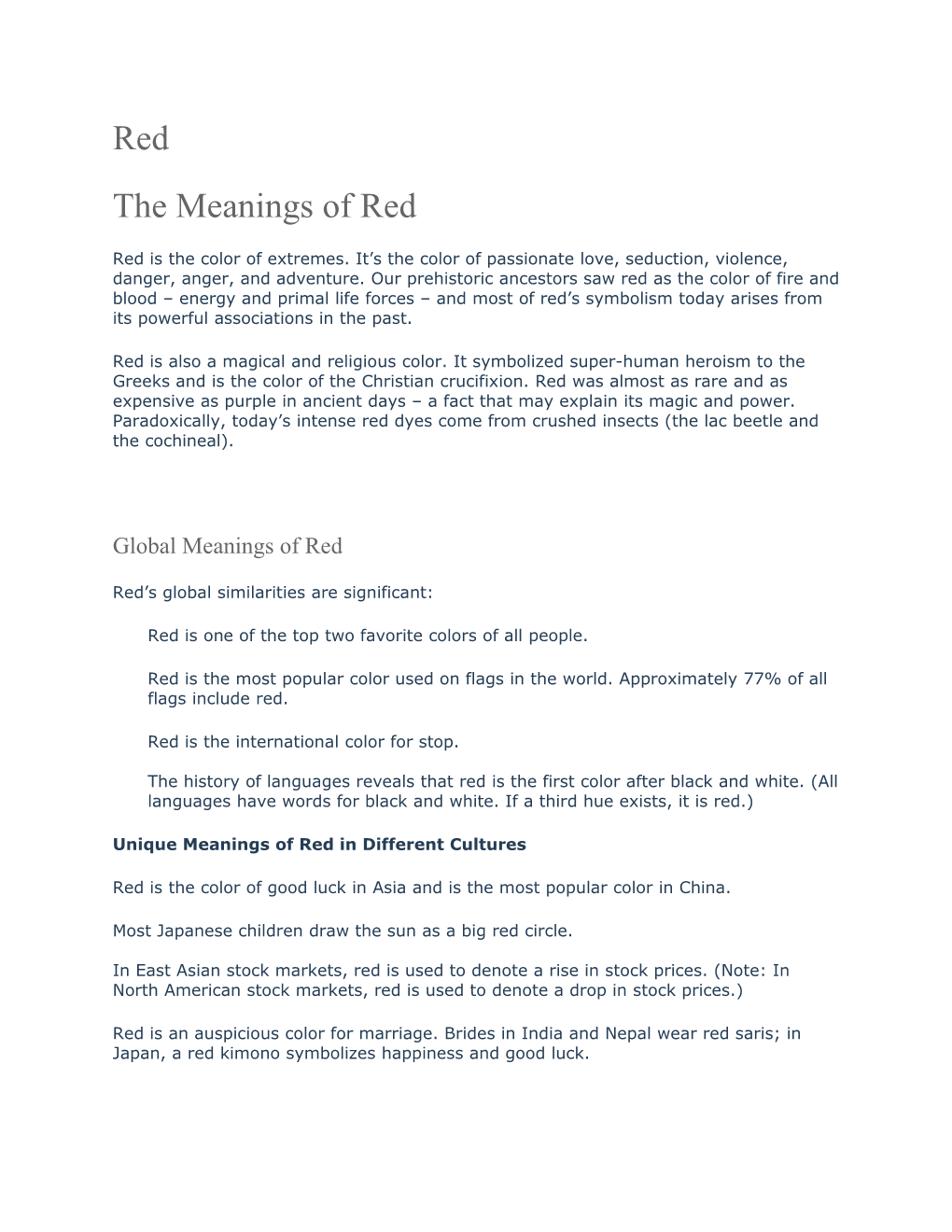 The Meanings of Red