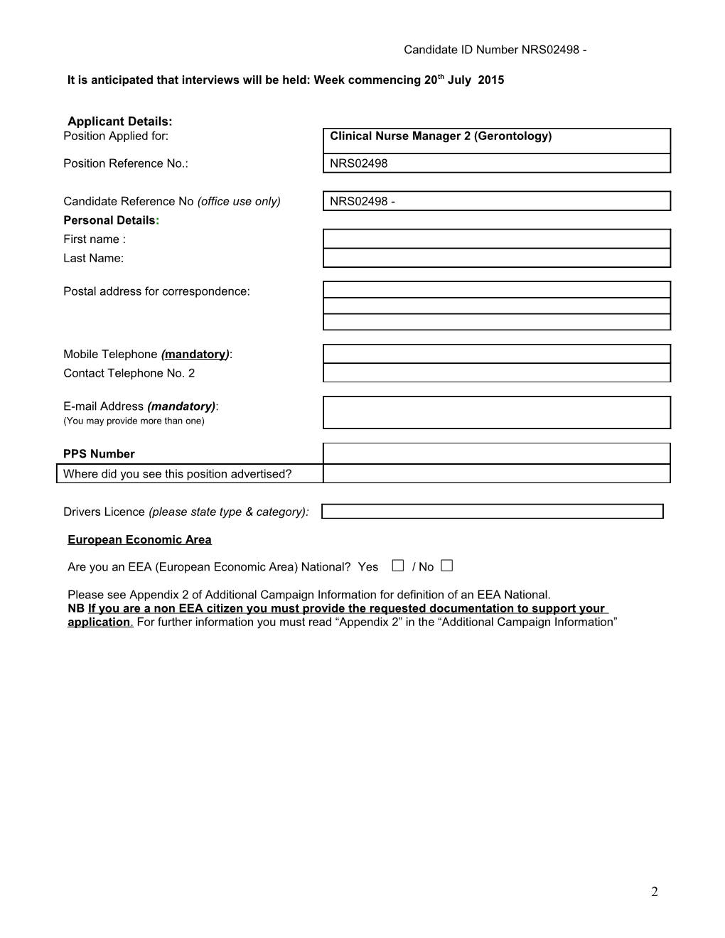 Standard Application Form Foirm Iarratais Chaighdeánach s1