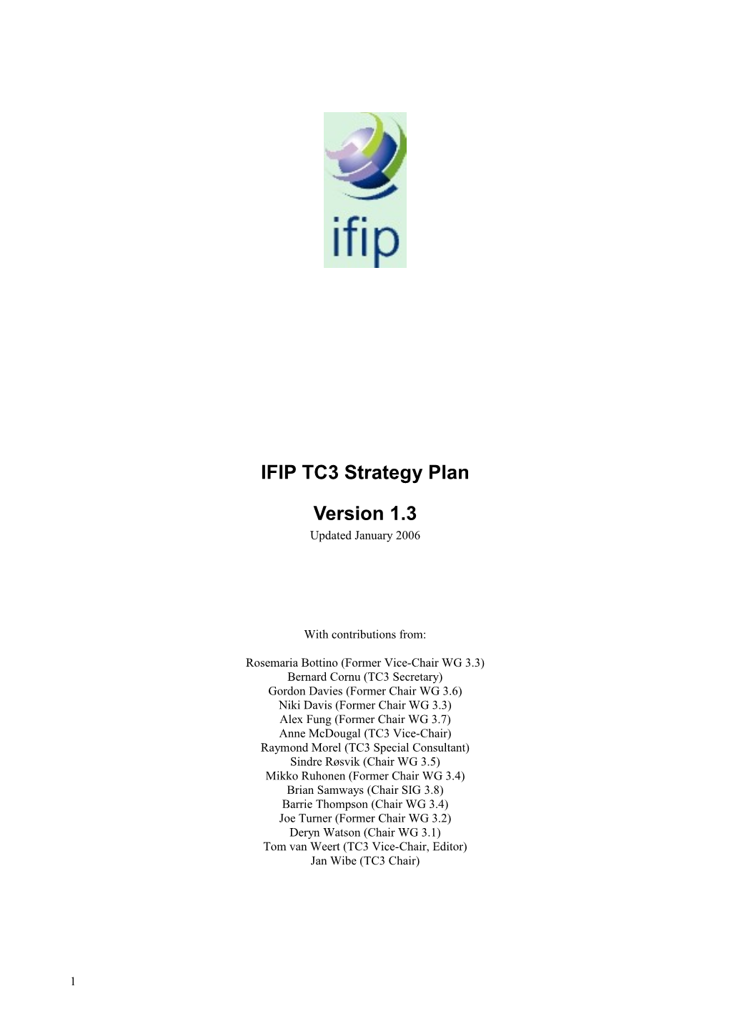 IFIP TC3 Strategy Plan
