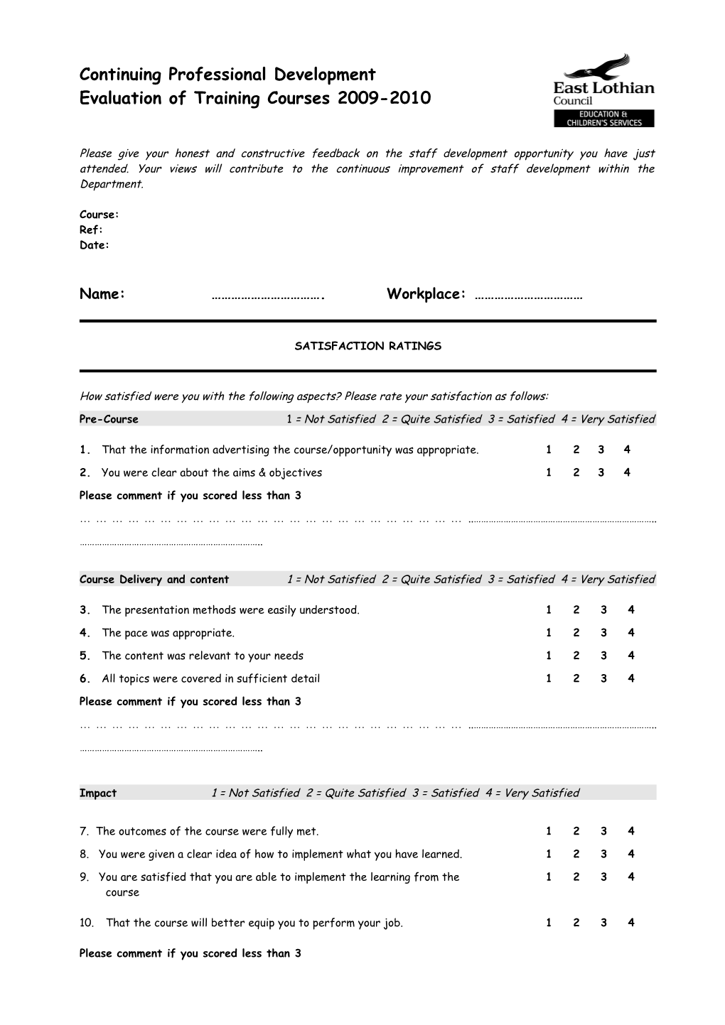 CPD Evaluation Form