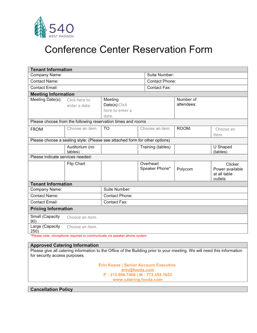 Conference Center Reservation Form s1