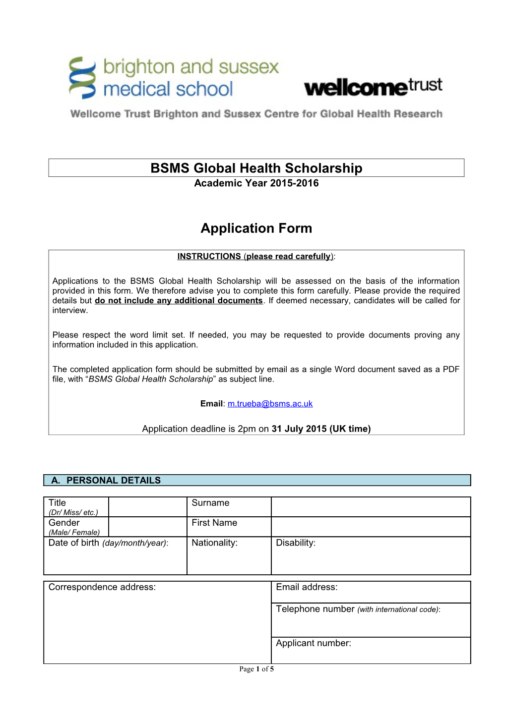 BSMS Global Health Scholarship s1