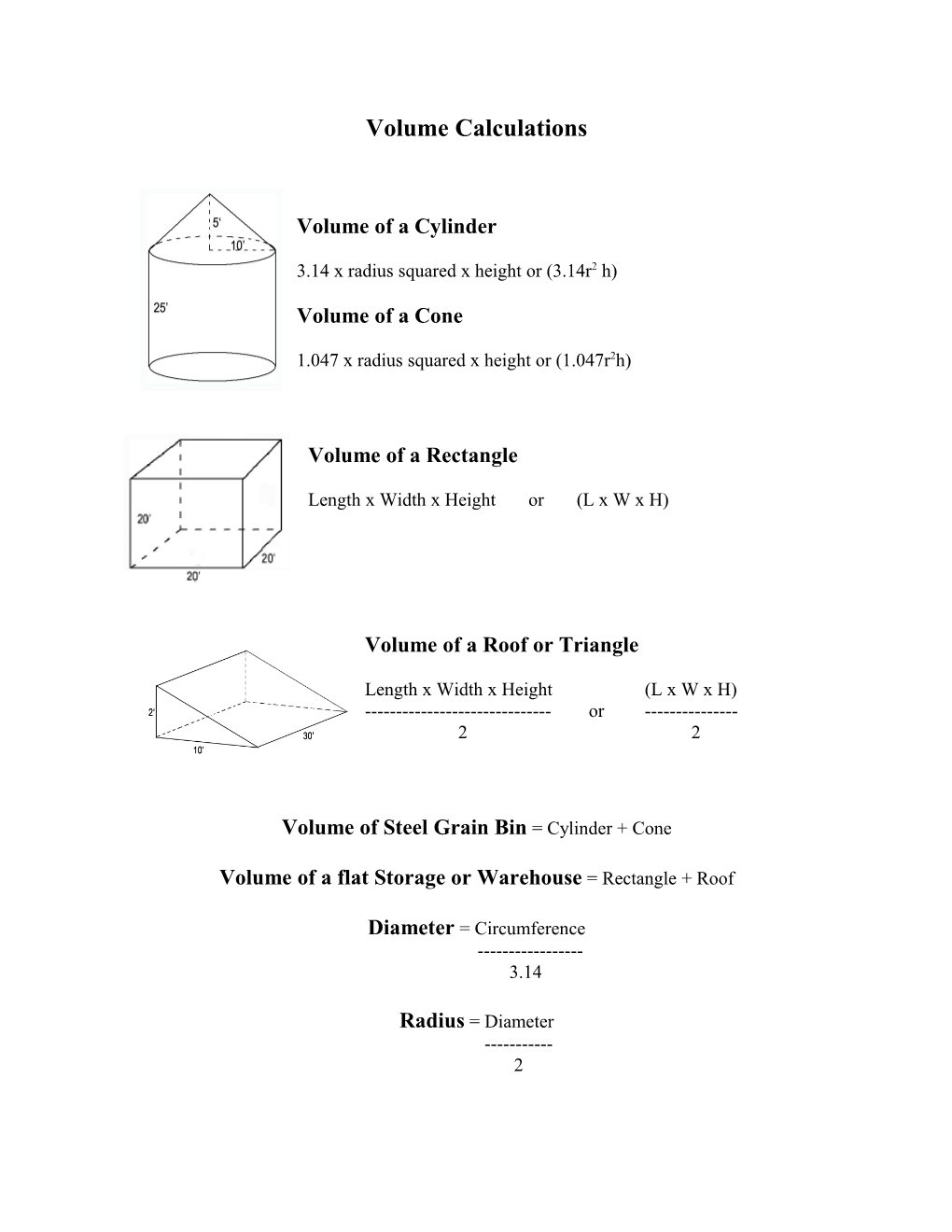 Volume Calculations