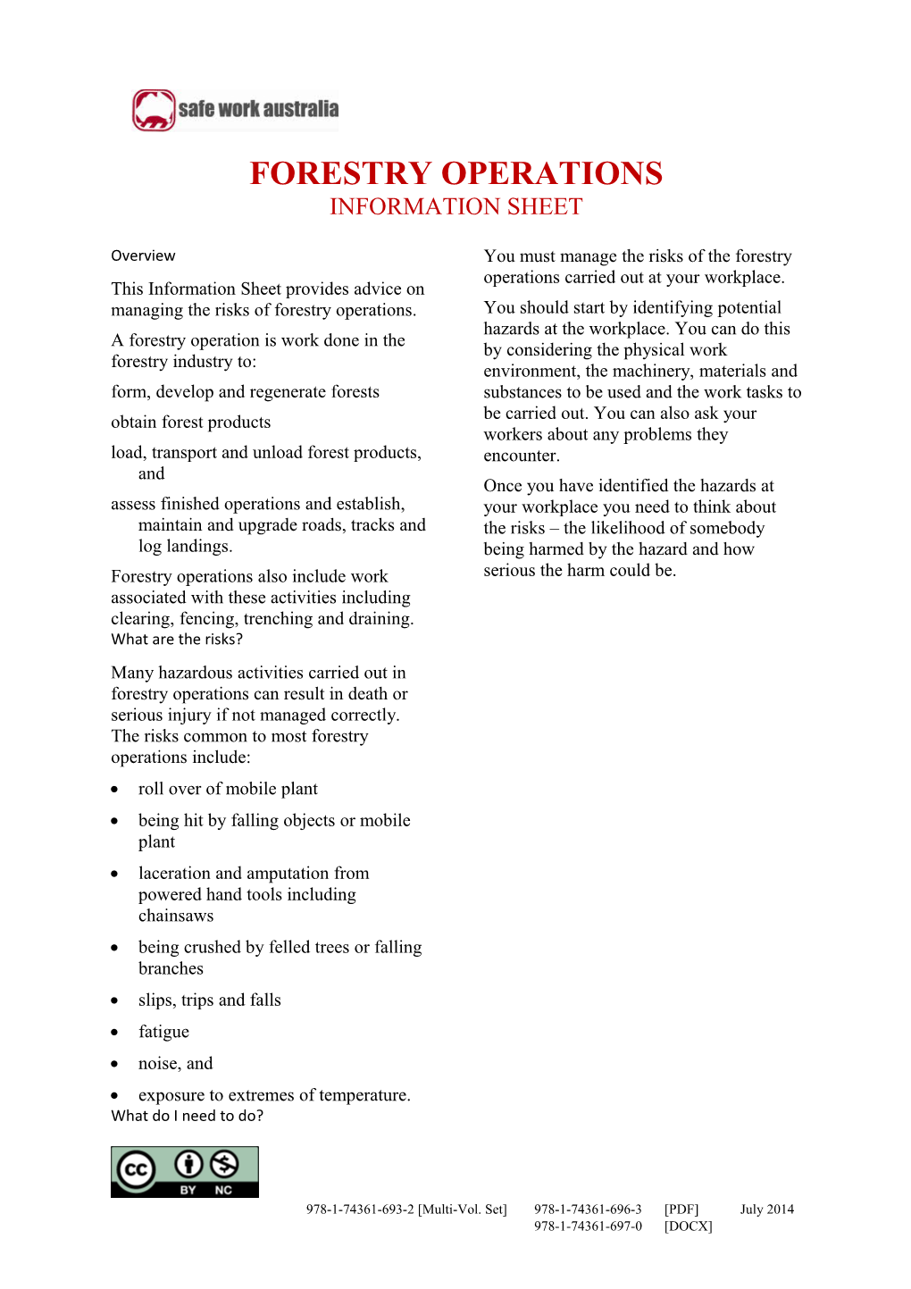 11. Forestry Operations Information Sheet