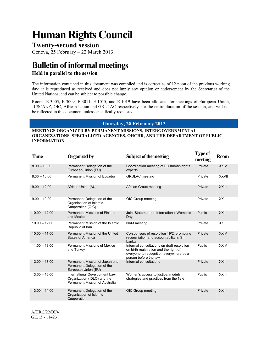 Bulletin of Informal Meetings s2