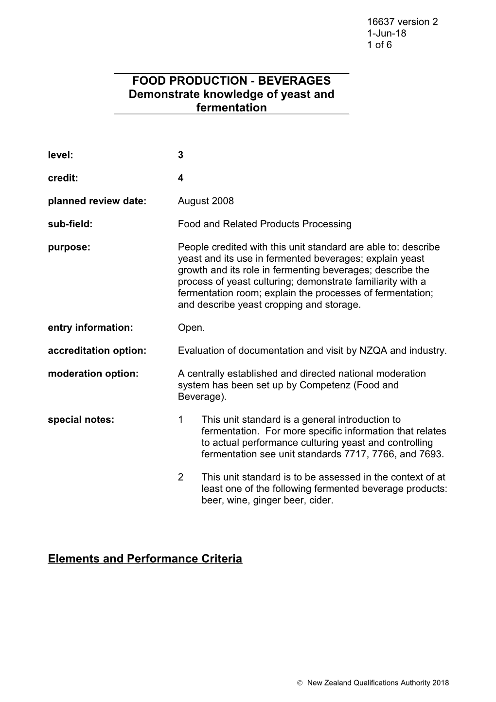 Sub-Field: Food and Related Products Processing