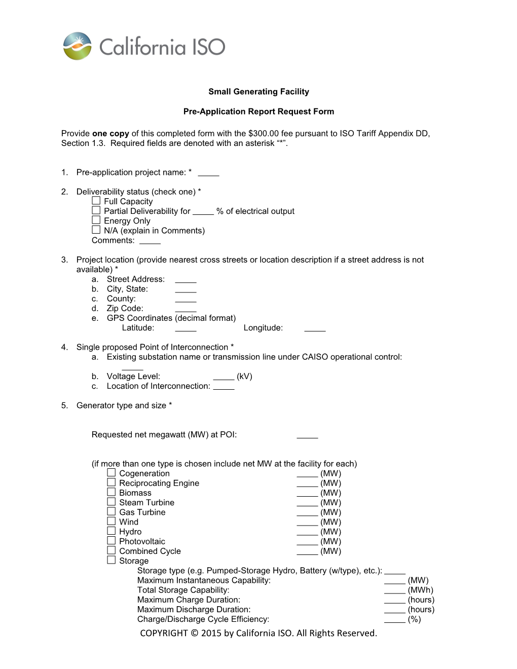 Pre-Application Report Request Form